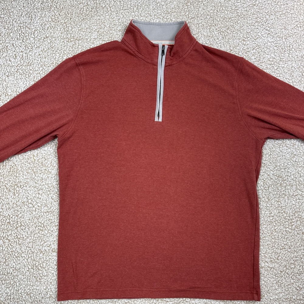 The Normal Brand 1/4 Zip Sweatshirt Mens L Rust Red Heathered Long Sleeve Preppy